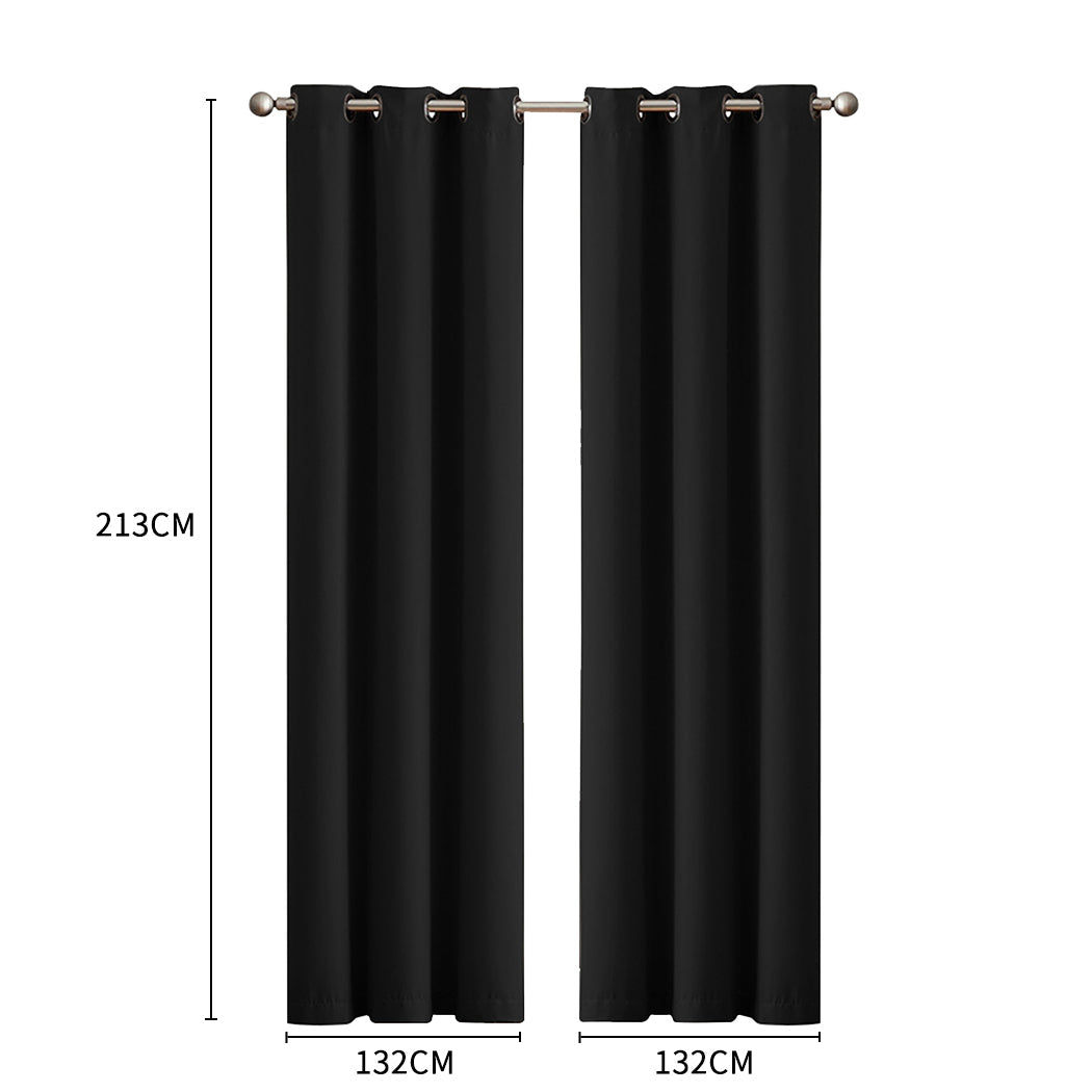 1 Sets of Sello 1 Sets Of 2X Blockout Curtains Panels 3 Layers Black 132 213Cm