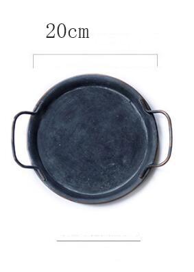 Retro Metal Plate With Handles Decorative Bread Tray