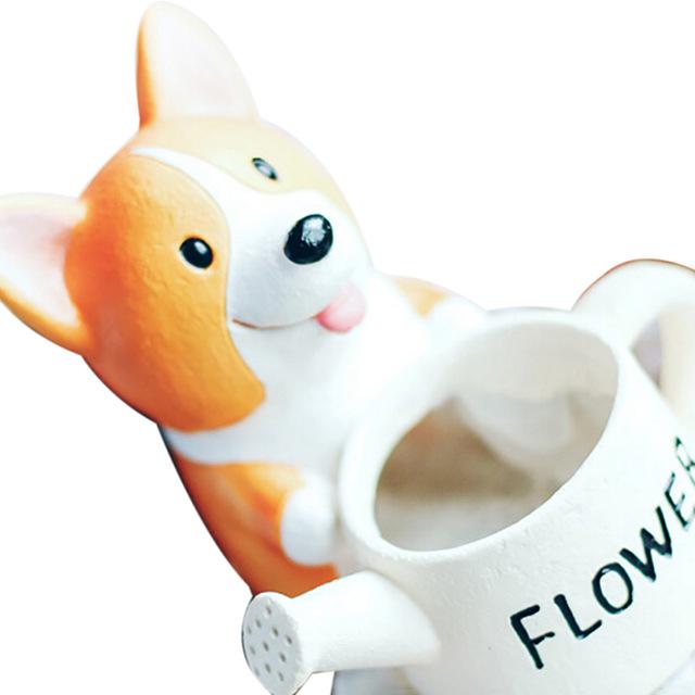 Small Resin Corgi Succulent Flower Pot Mini Desktop Plant Holder