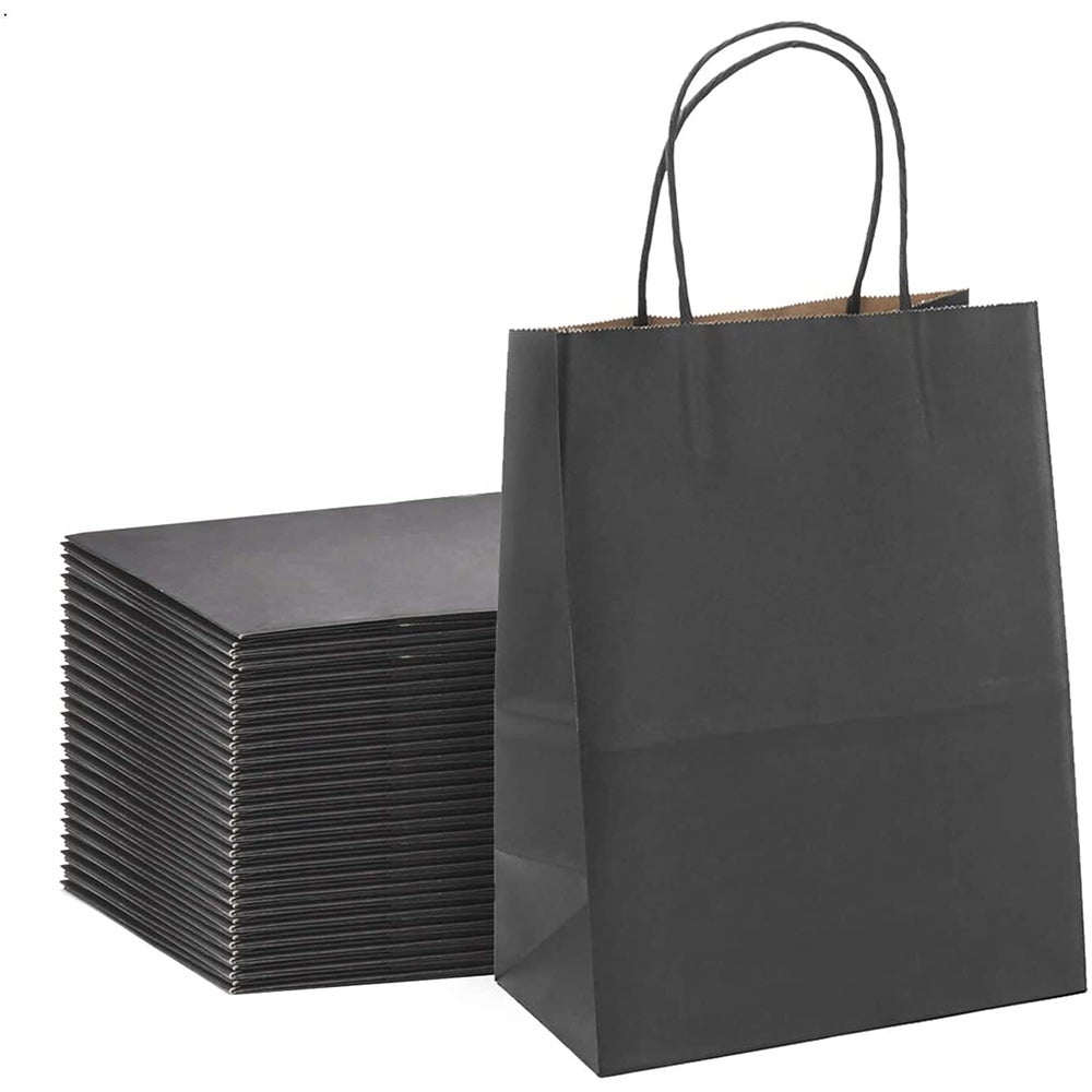 10/20/40Pcs Kraft Paper Party Favor Gift Bags With Handle For Shopping