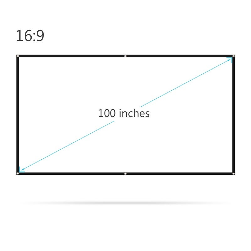 100 Inches Projector Screen Widescreen 16:9 Portable Projection Anti Crease Foldable Indoor Outdoor Movies For Office