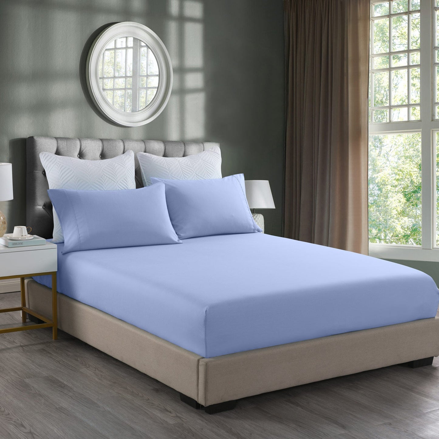 Royal Comfort Bamboo Cooling 2000Tc 3 Piece Combo Set King Light Blue