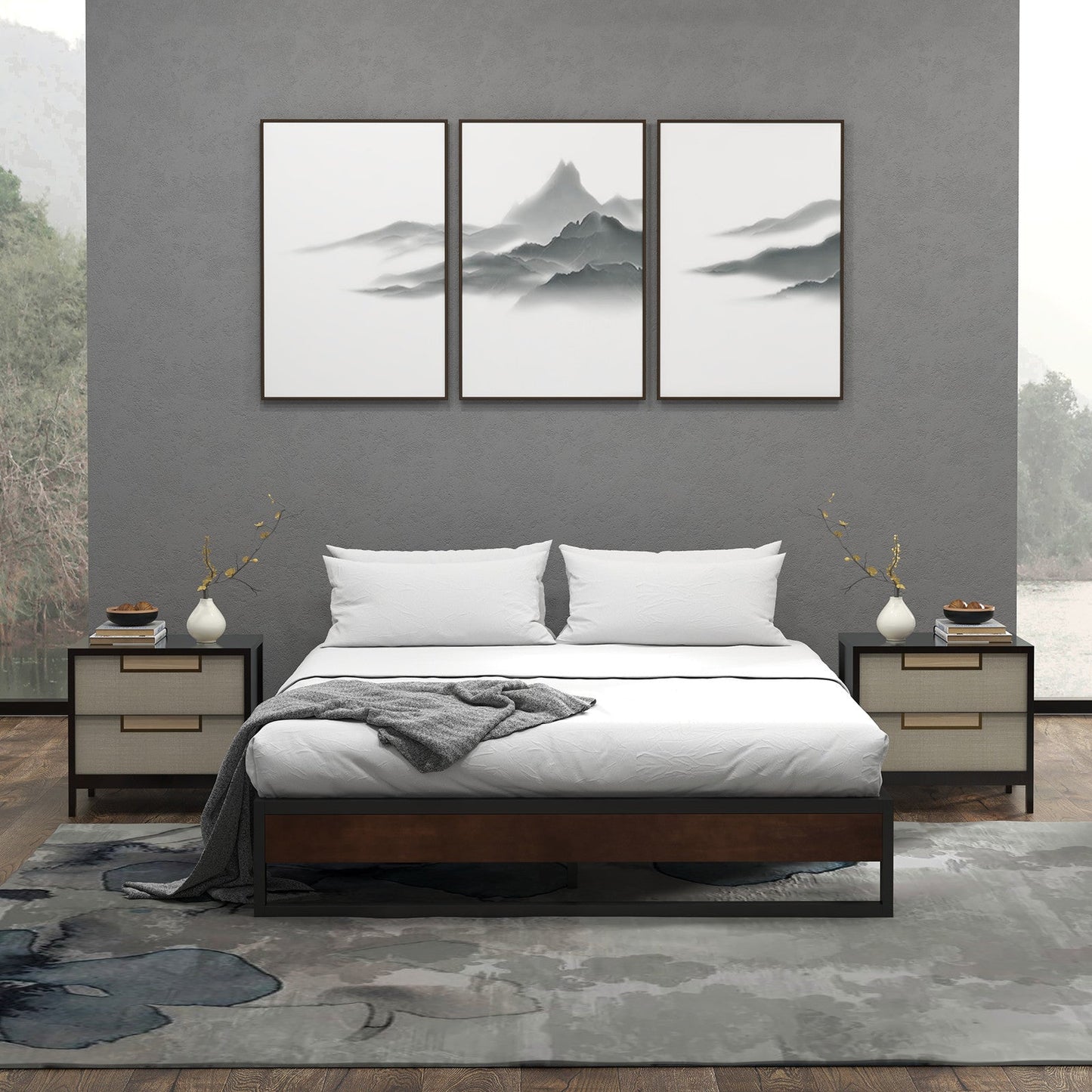 Sorrento Metal And Wood Bed Base Single