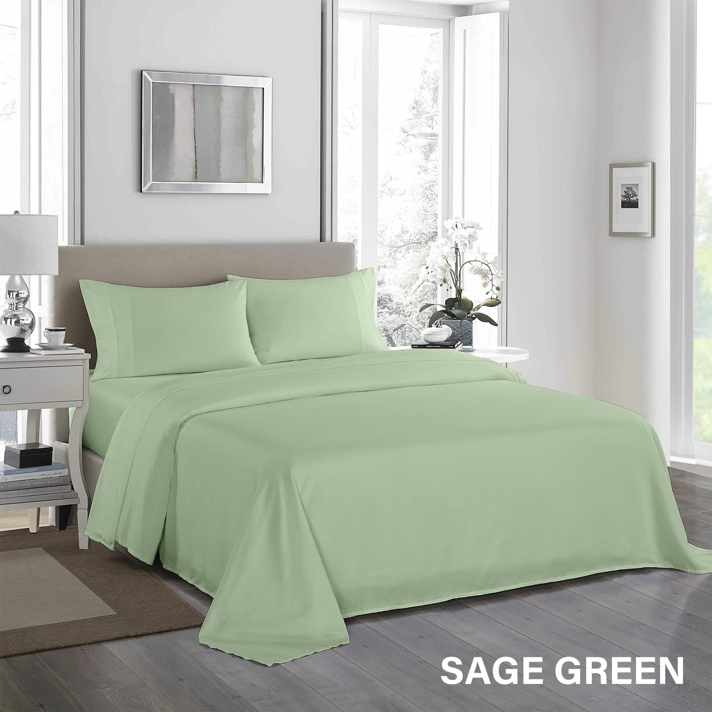 Royal Comfort 1200Tc Ultrasoft 4 Pc Sheet Set Queen Sage Green