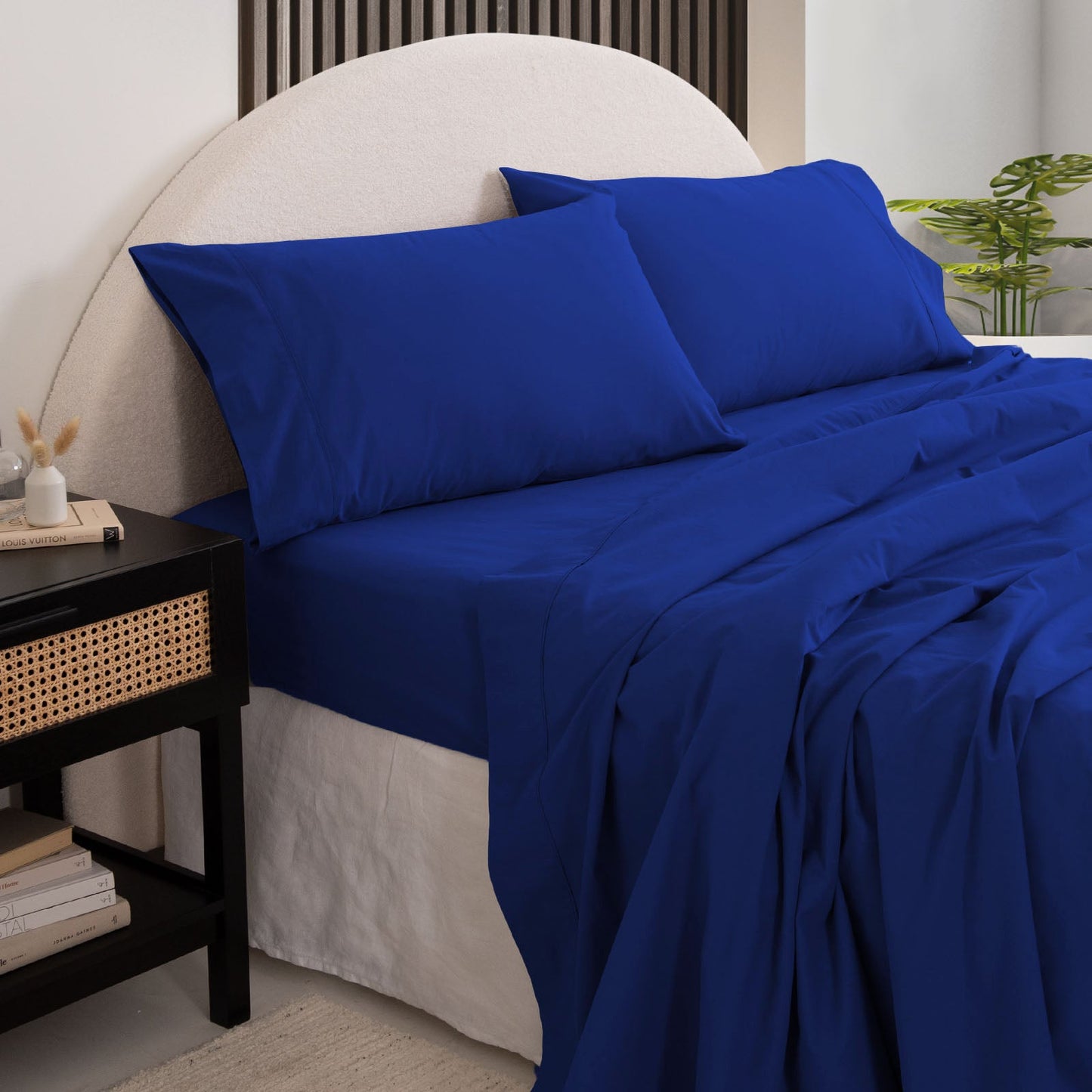 Royal Comfort Vintage Washed 100 % Cotton Sheet Set Single Blue