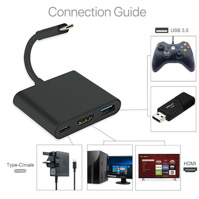 1080P 4K Hdmi Adapter For Usb C Converter Type Hub Switch Typec