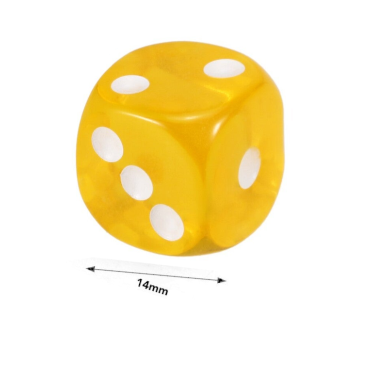 10 Pcs 14Mm Transparent Dice Yellow