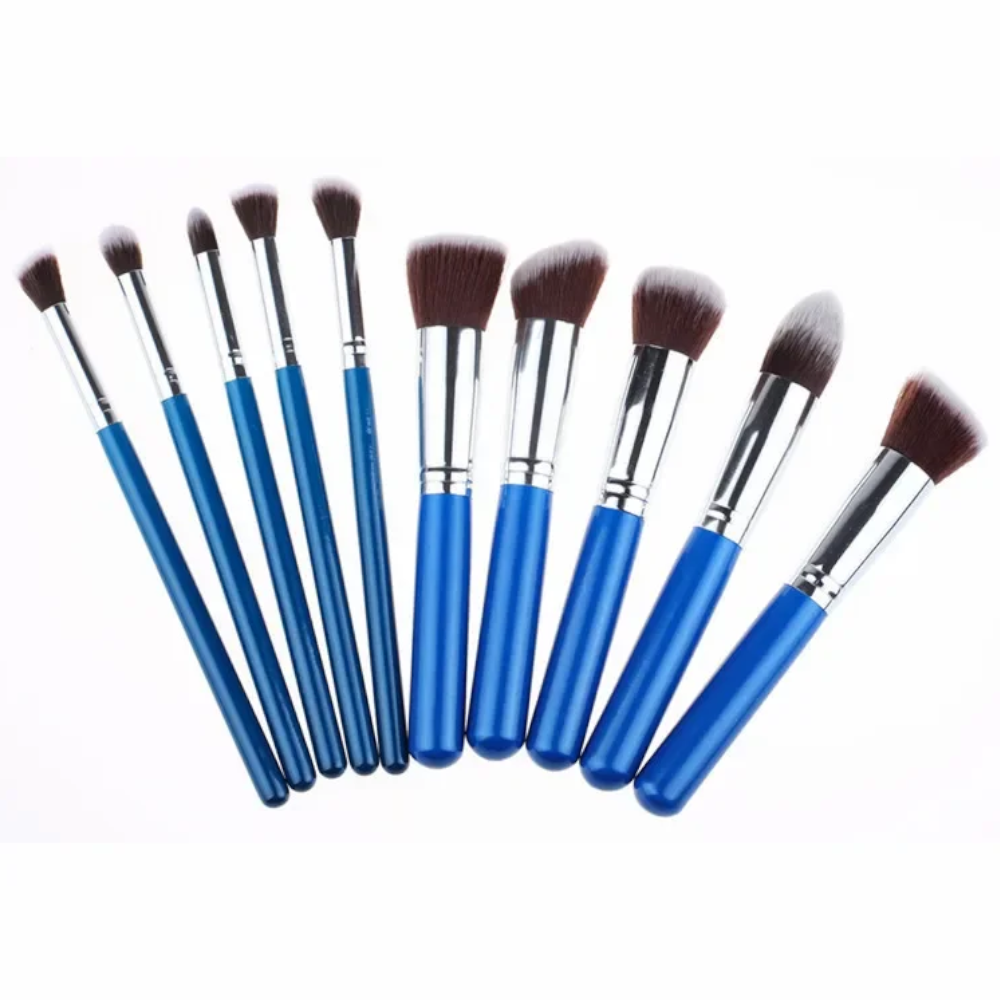 10Pcs Synthetic Makeup Brush Set Cosmetics Foundation Blending Blush Tool
