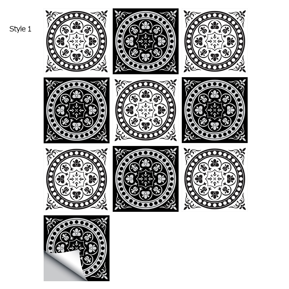 10Pcs/Set Mandala Crystal Hard Film Tiles Wall Stickers Kitchen Bathroom Wardrobe Decoration Art Mural Waterproof Pvc De