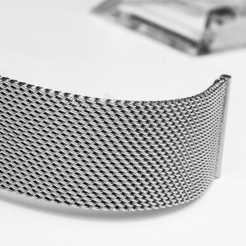 12 / 14 18 20Mm Fashion Milanese Loop Stainless Steel Wrist Watch Band Strap Silk White