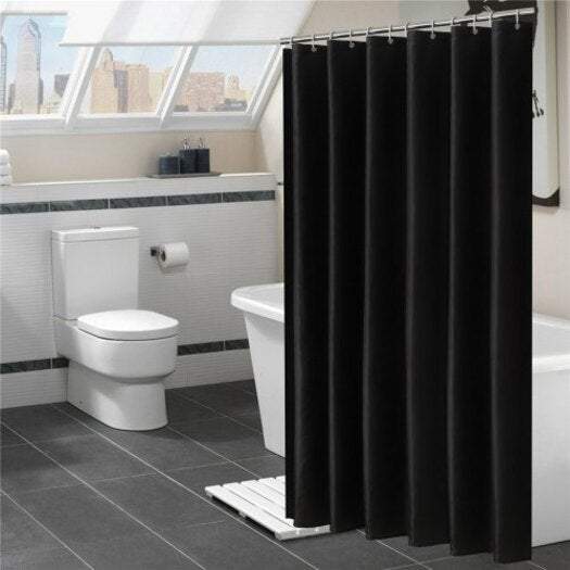 Shower Curtains 120180 Mildew Proof Waterproof Plain Pattern Bath Bathroom Partition Black