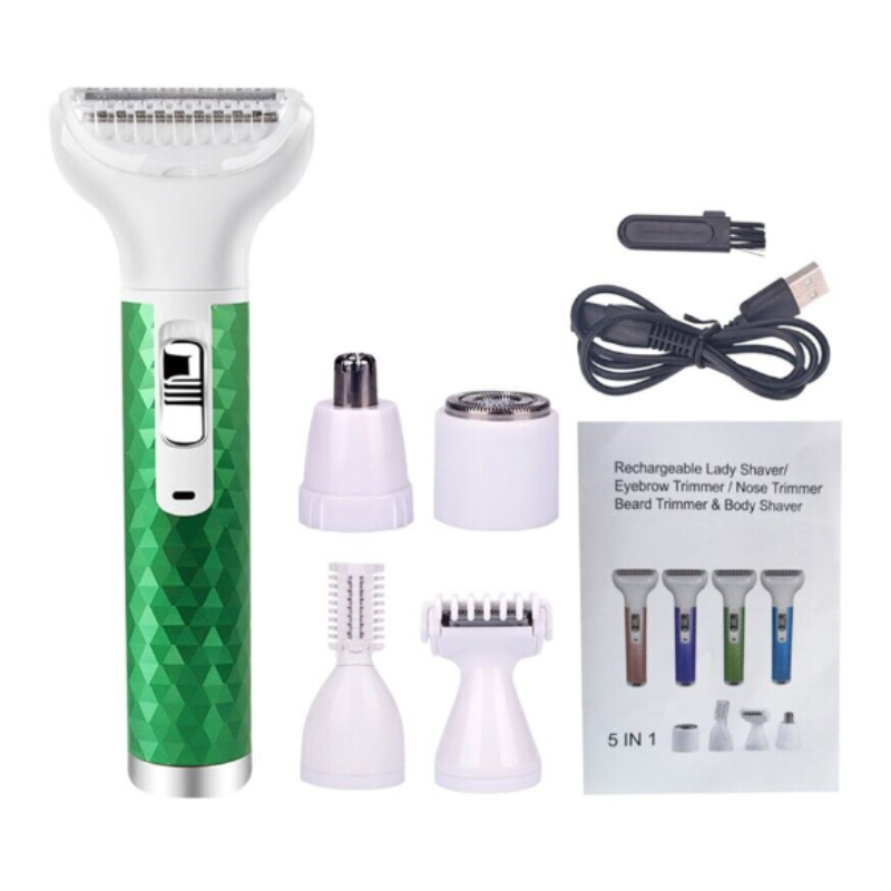 5 In 1 Electric Hair Removal Epilator Wet&Dry Lady Shaver Nose Trimmer Eyebrow Shaper Leg Armpit Bikini Women Razor