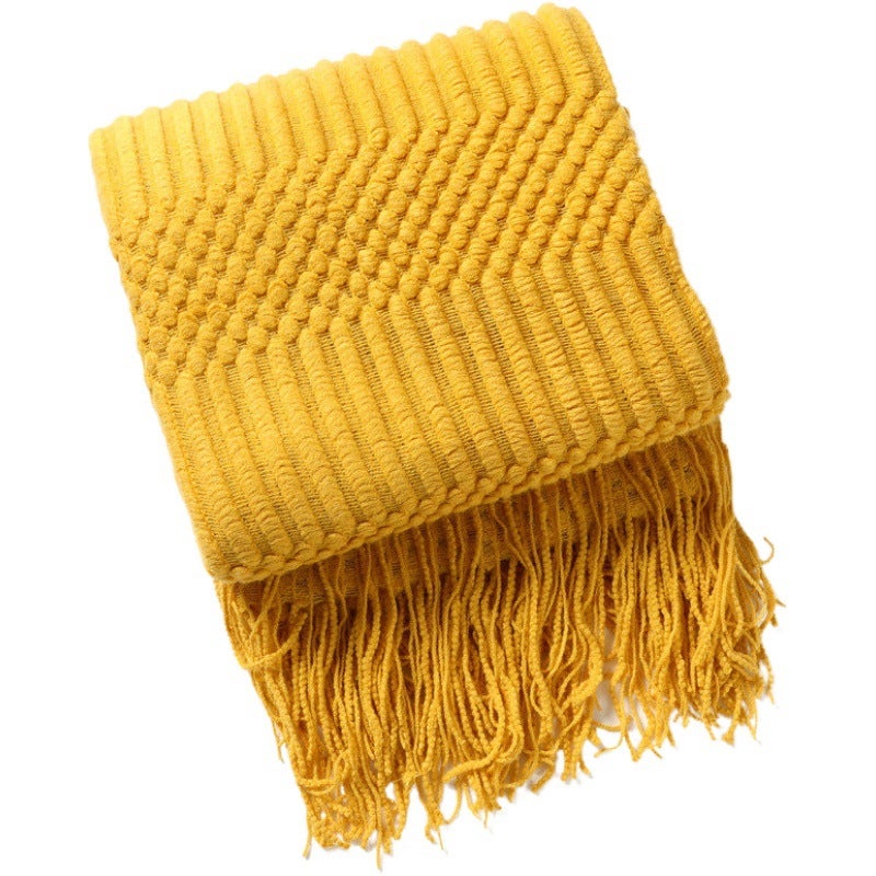 127Cm X 152Cm Warm Cozy Knitted Throw Blanket Yellow - Yellow - Standard - Style 5