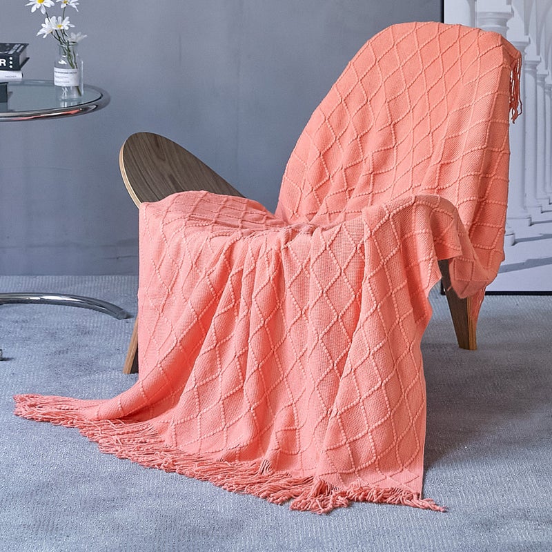 127Cm X 152Cm Warm Cozy Knitted Throw Blanket Coral