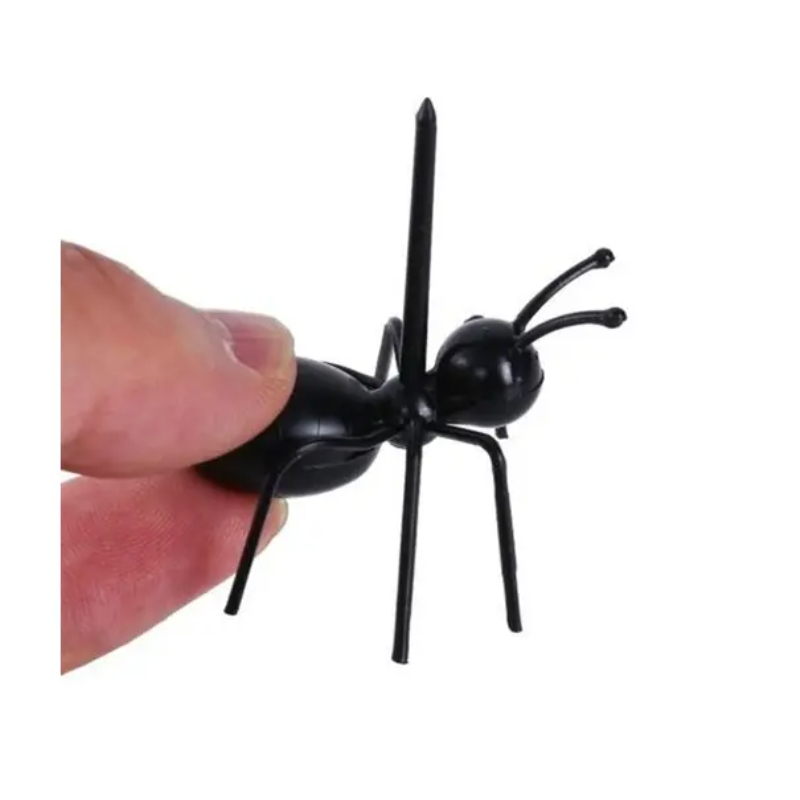 12Pcs Creative Ant Style Plastic Safety Fruit Forks Cake Salad Black