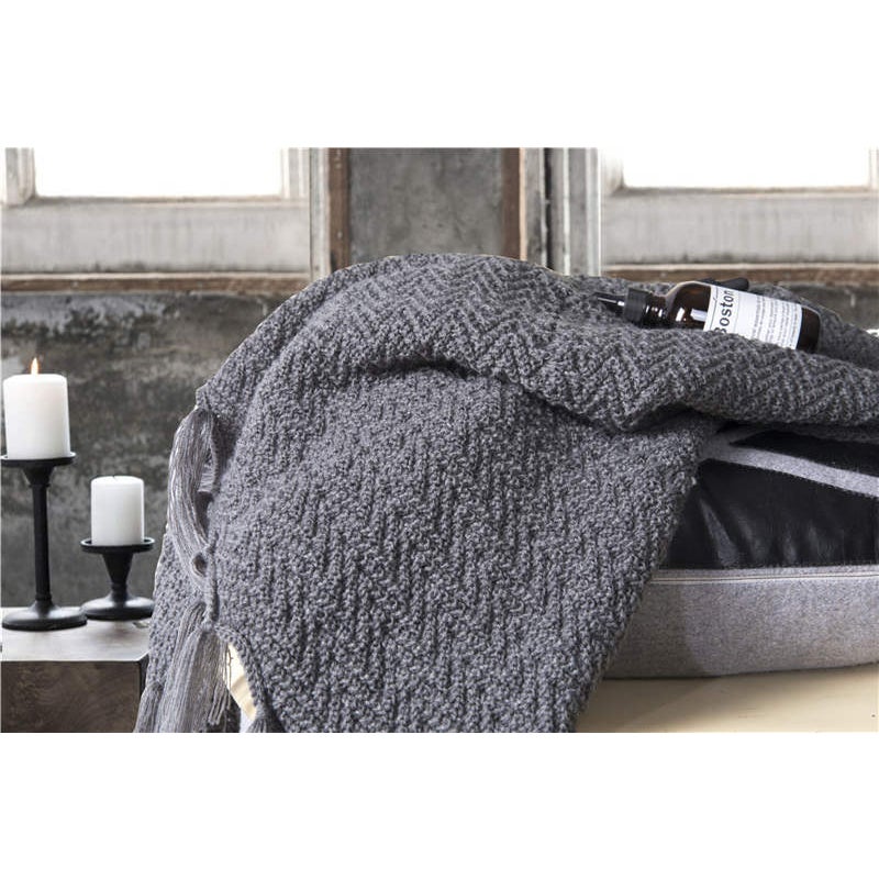 130Cm X 160Cm Warm Cozy Knitted Throw Blankets Grey
