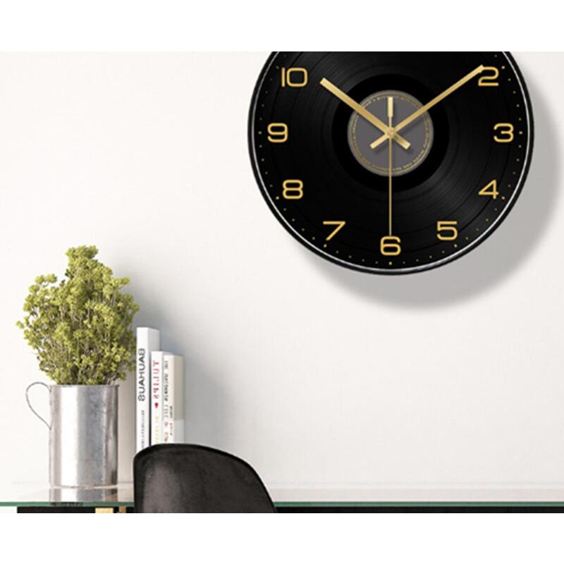 14 Inch Simple All Black Classic Mute Wall Clock Living Room Office Decoration