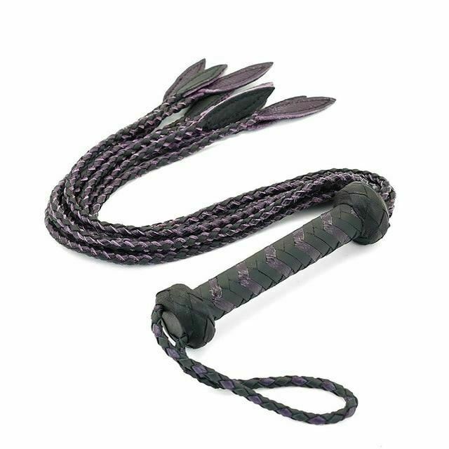 60Cm Black Red Brown Leather Flogger Braided Handle Tails Spanking Toy Bdsm