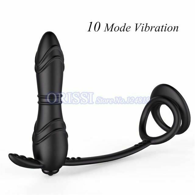 Anal Vibrator Cock Ring Testicle Male Prostate Massager