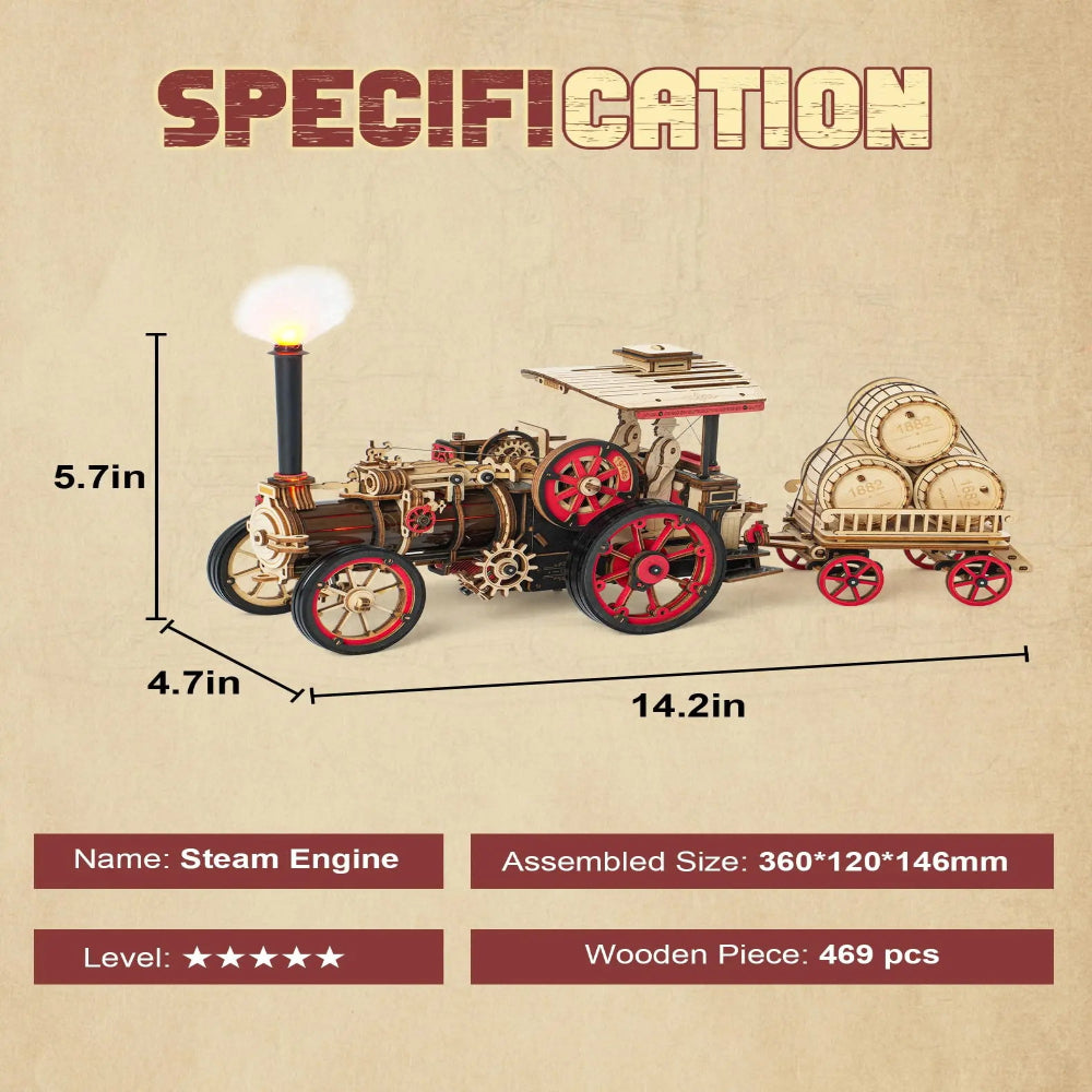 Robotime Rokr Tractor Locomotive Model 3D Wooden Puzzle For Hobbies And Gifts