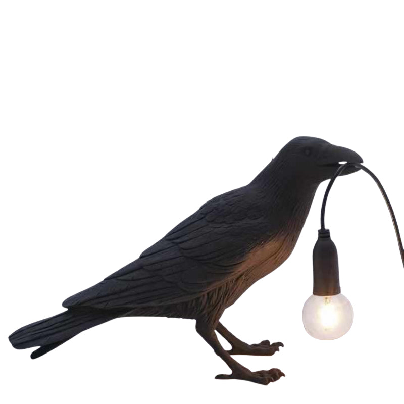Black Bird Left Wall Lamp Nordic Resin Creative Animal Bedside Decorative Usb Night Light Stylish Perched For Bedroom An