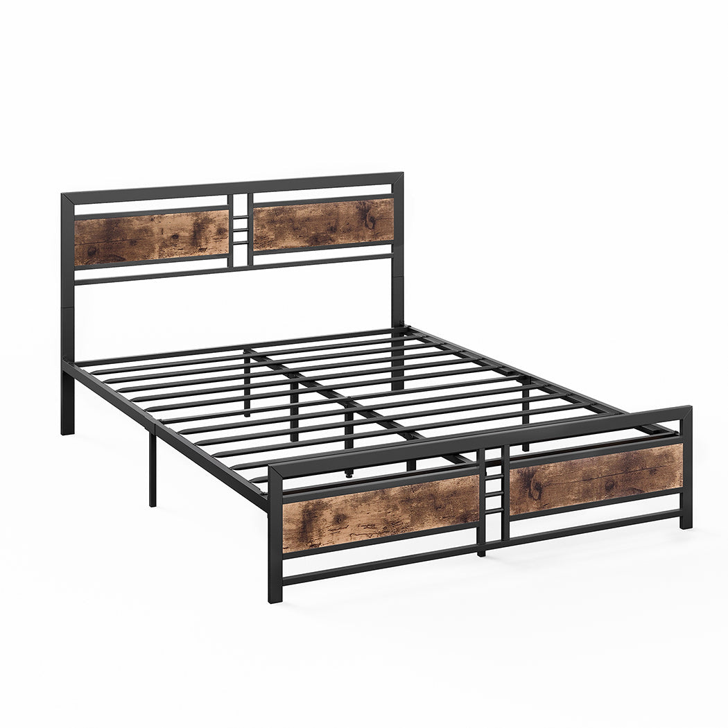 153Cm X 209Cm 96Cm Metal Bed Frame Queen Mattress Brown