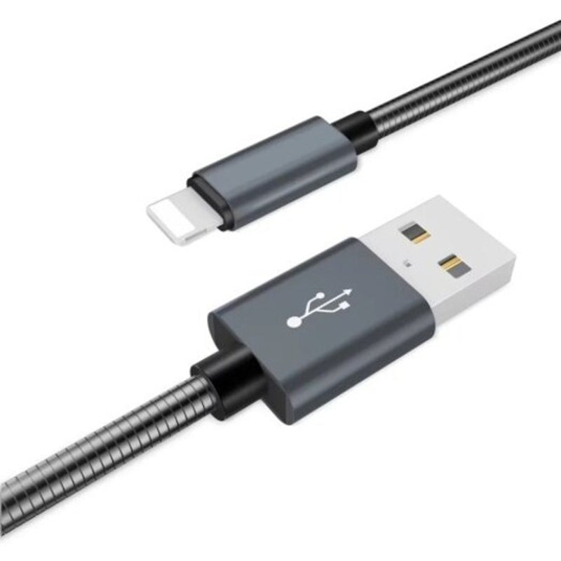 1M All Metal Fast Charging Data Sync Charger Cable For Iphone Black