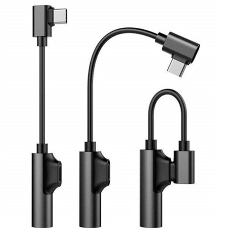 2 In 1 Usb Type C To 3.5Mm Headphone Jack Adapter For Samsung / Huawei Xiaomi Black