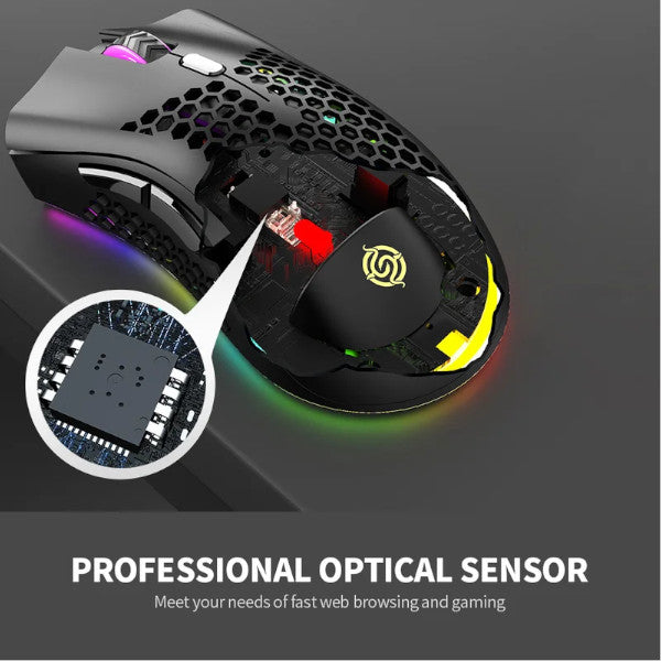 2.4Ghz Wireless Gaming Mouse Rechargeable With Rgb Light Effect 3 Dpi Hollowed Out Honeycomb Mice For Pc