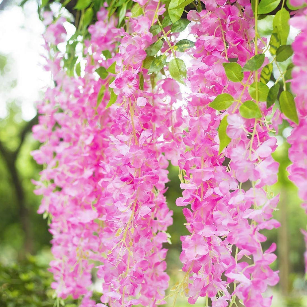 12Pcs Artificial Hanging Silk Garland Vine Flowers Garden Decoration