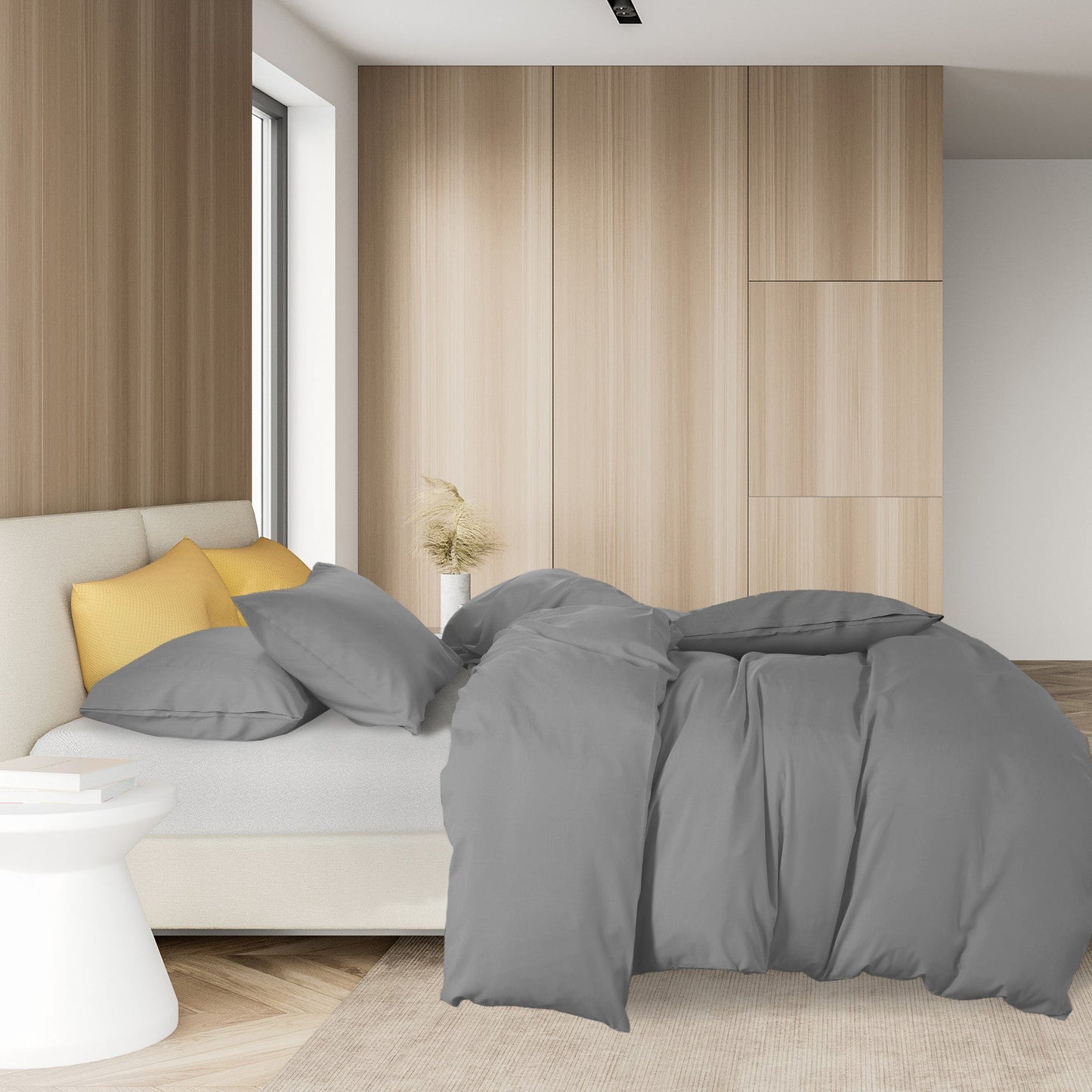Royal Comfort 1000Tc Cotton Blend Quilt Cover Sets King Charcoal