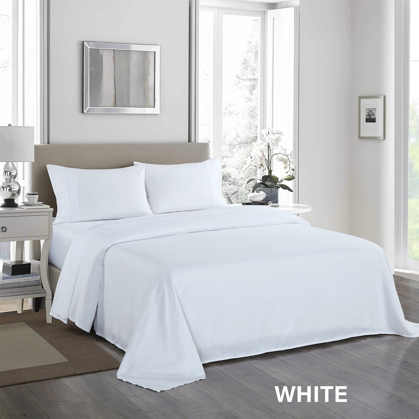 Royal Comfort 1200Tc Ultrasoft 4 Piece Sheet Set - Queen White