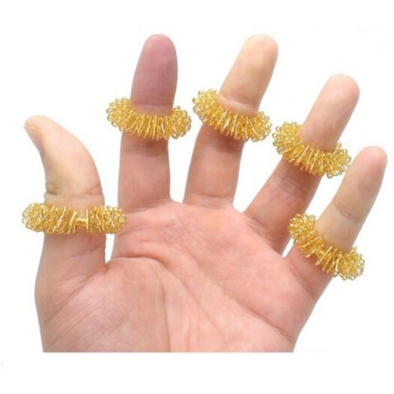 20Pcs Finger Massage Ring Acupuncture Care Body Acupressure Massager Silver