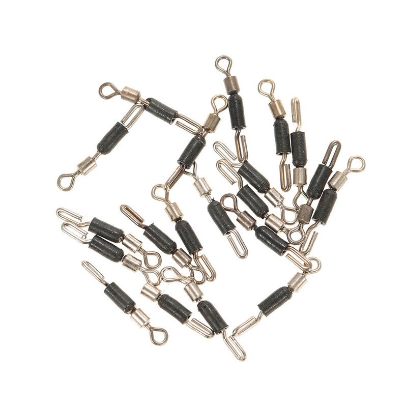 20Pcs Rolling Fishing Swivels Line To Hook Connectors High Strength Quick Fast Link Stainless Steel With Rubber Hose Tac