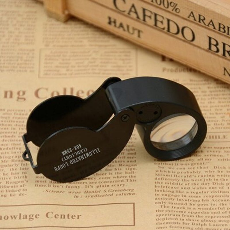 21011 40X Aluminum Alloy Magnifier With Led For Jewelry Black