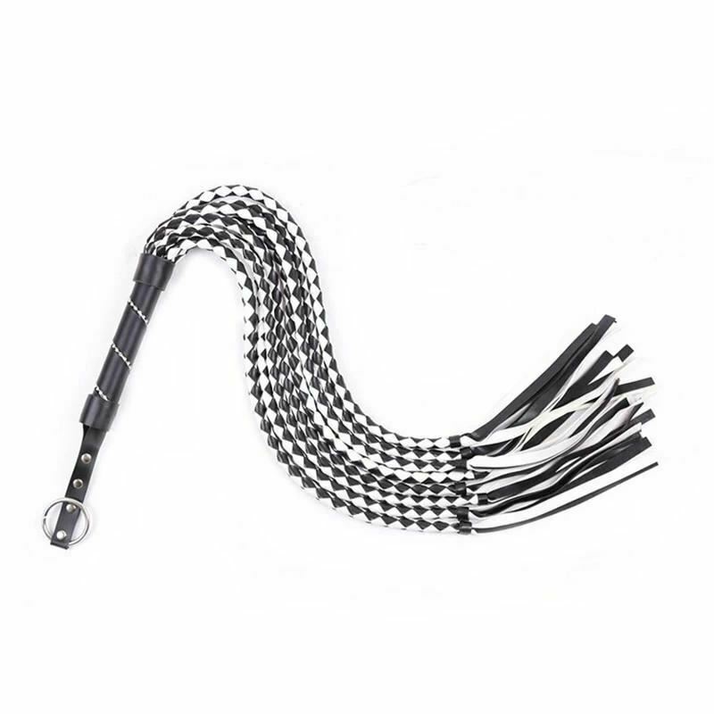 88Cm Black White Woven Flogger Bdsm Spanking Play Sex Toy