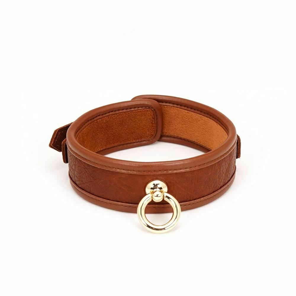 Brown Bondage Leather Collar With Chain Leash Bdsm Sex Slave Toys Fetish