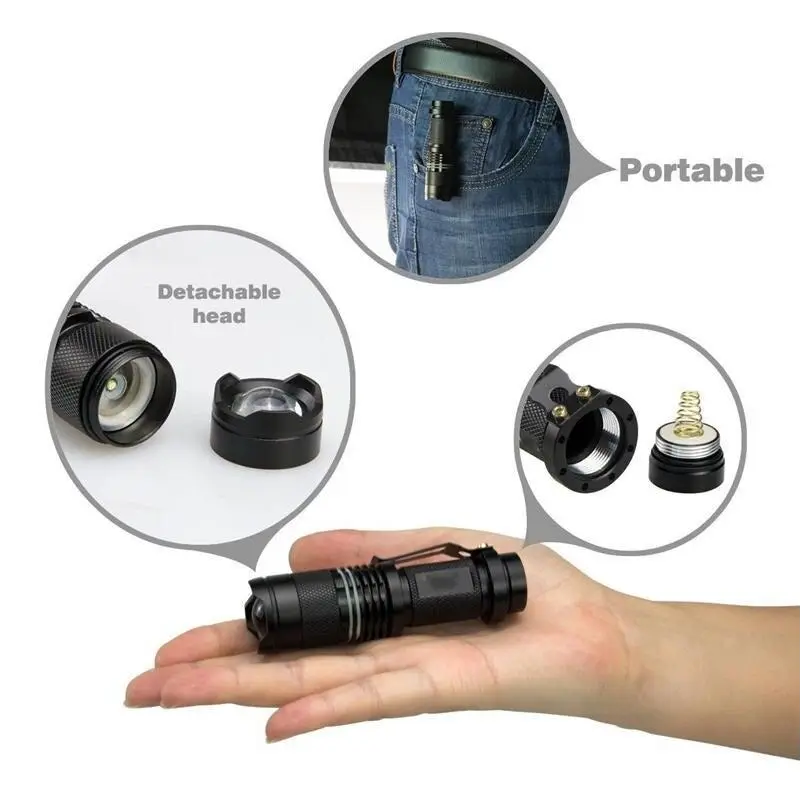 2 Pack Led Tactical Handheld Flashlights Small Water Resistant Zoomable For Camping Cycling Hiking Emergency Torch Light