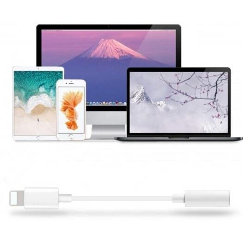 3.5 Mm Jack Aux Earphone Audio Adapter Cable For Iphone X / 8 Plus 7 White