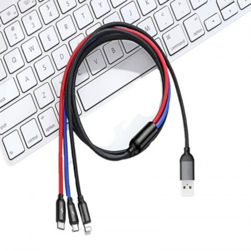 3 In 1 Usb Charger Cable Mobile Phone Wire For Iphone X 5 6 7 8 Multi