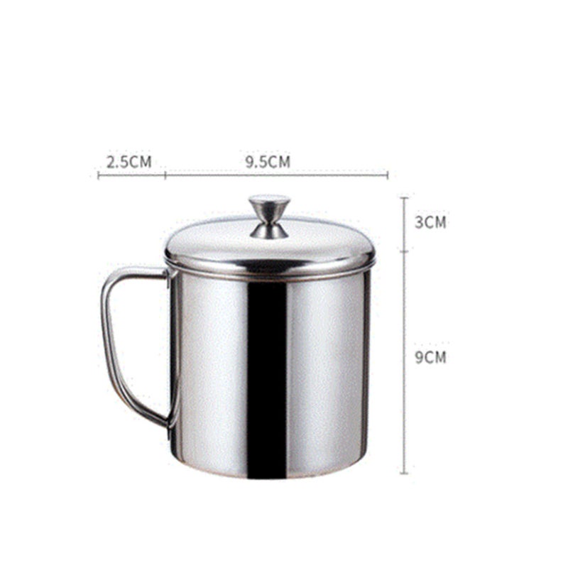 304 Stainless Steel Coffee Mug With Lid Handle Drinkware Milk Tea Cup