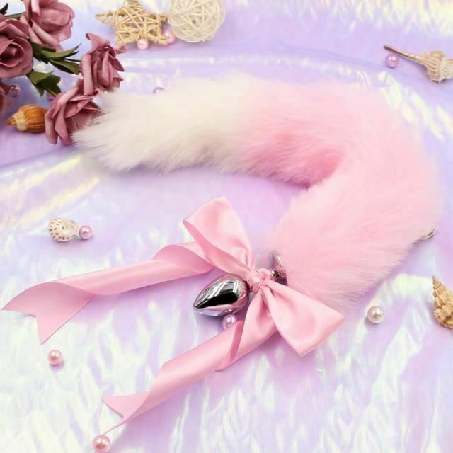 1 Sets of House Of Dasein 1 Sets Pink White Ears Headband Kitten Or Rabbit Tail Metal Butt Plug
