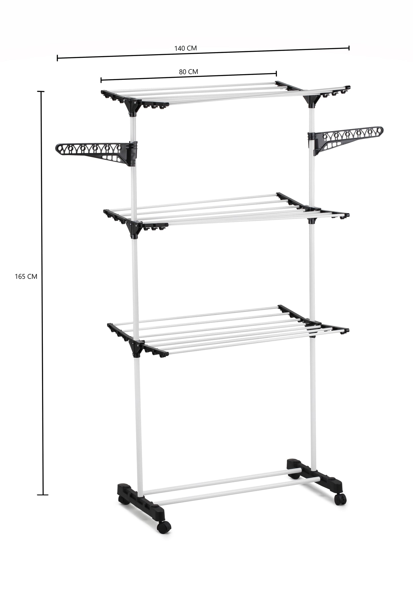 Carla Home Folding 3 Tier Clothes Laundry Drying Rack With Stainless Steel Tubes For Indoor & Outdoor