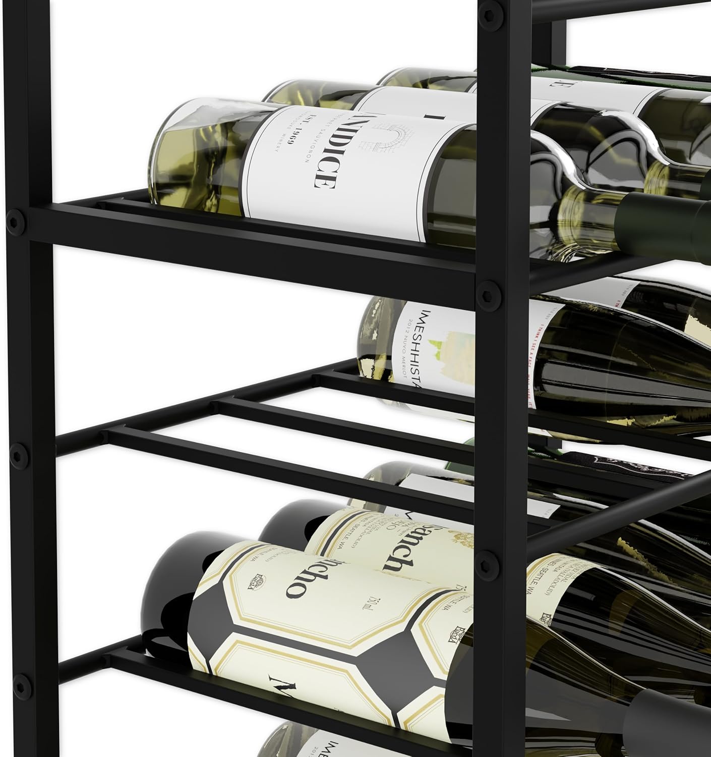 Carla Home Freestanding Wine Rack For 20 Bottles With Wood Countertop And Sturdy Metal Frame