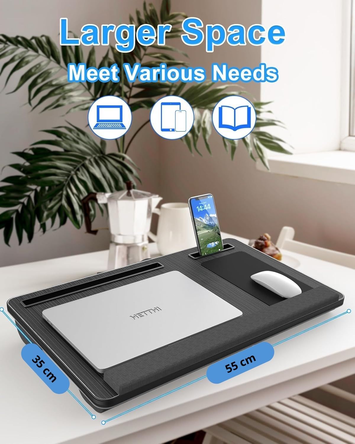 Carla Home Oversized Portable Lap Desk With Cushionmouse Pad Tablet And Phone Holder Which Fits Up To 17 Inch Laptops Fo