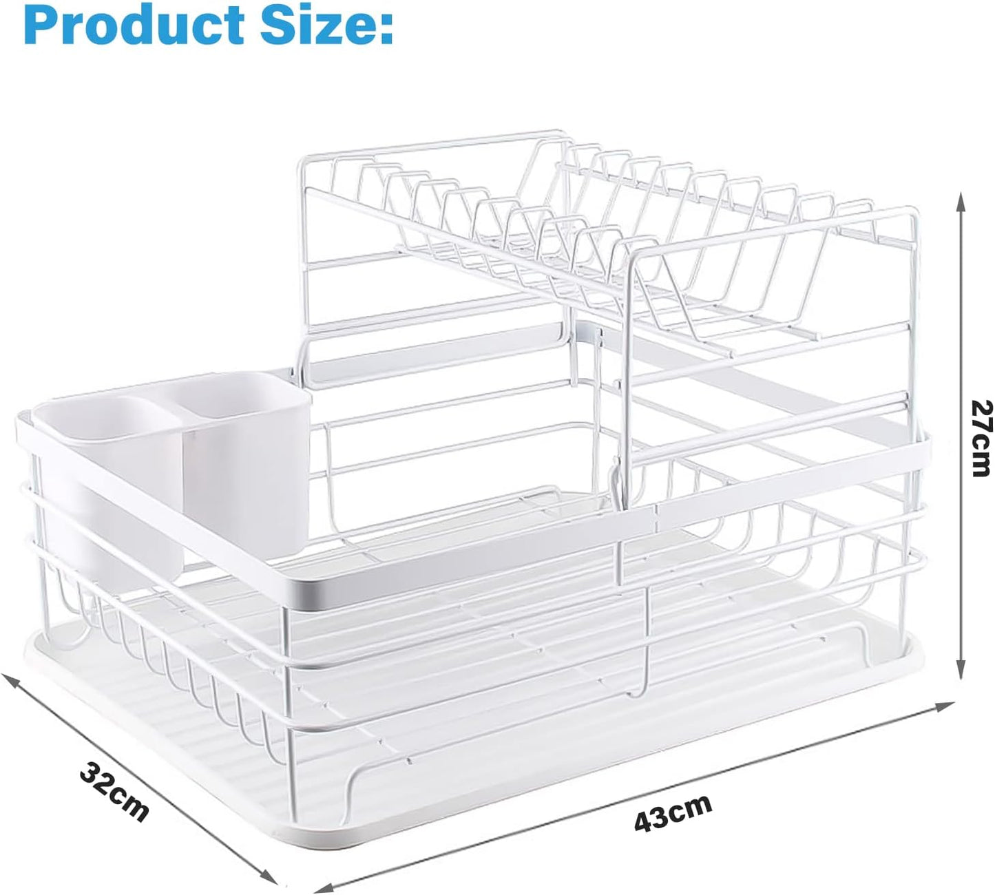 Carla Home 2 Tier Dish Drying Rack For Kitchen Counter With Removable Drip Tray Utensil Holder And Cutlery Organizer