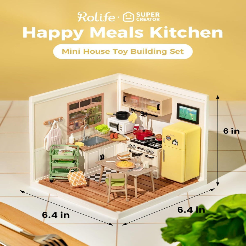 Robotime Rolife Happy Meals Kitchen Miniature House Kits Dolls Model