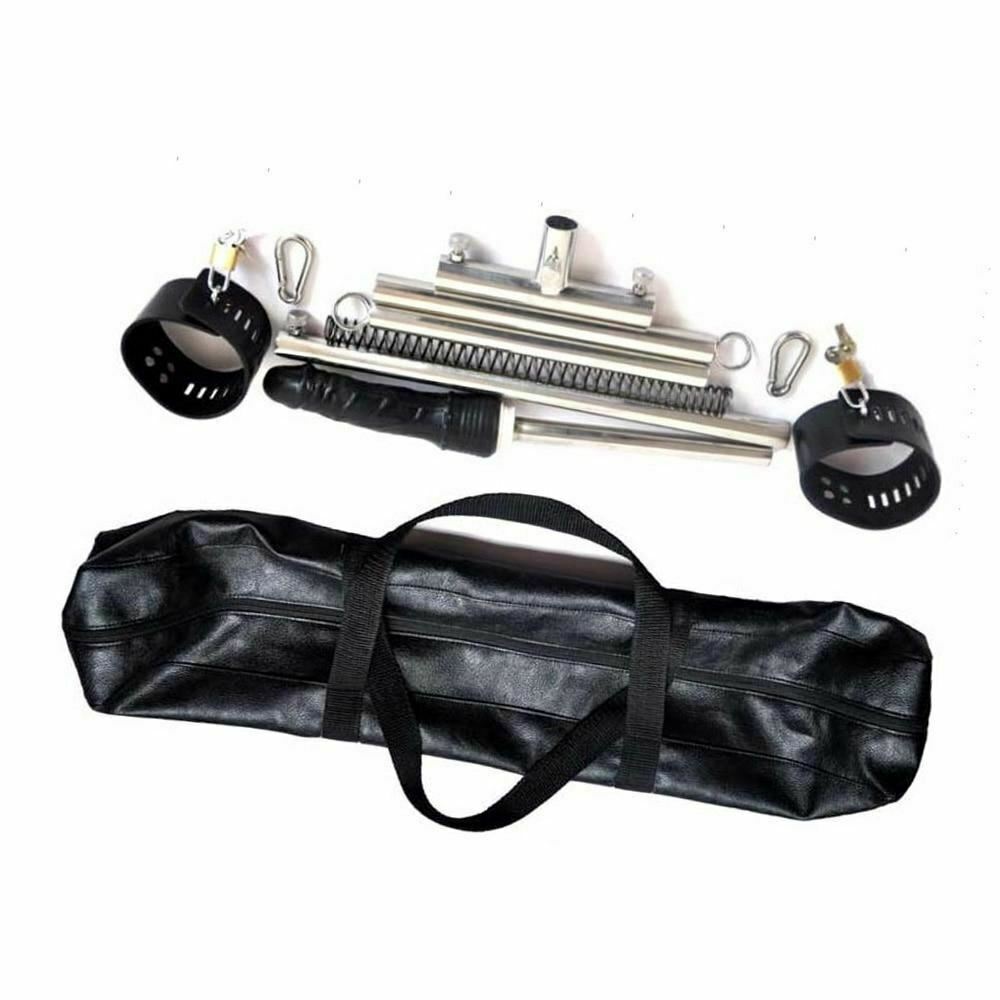 Stainless Steel Leg Spreader Bar Black Dildo Bondage Device Bdsm Restraints