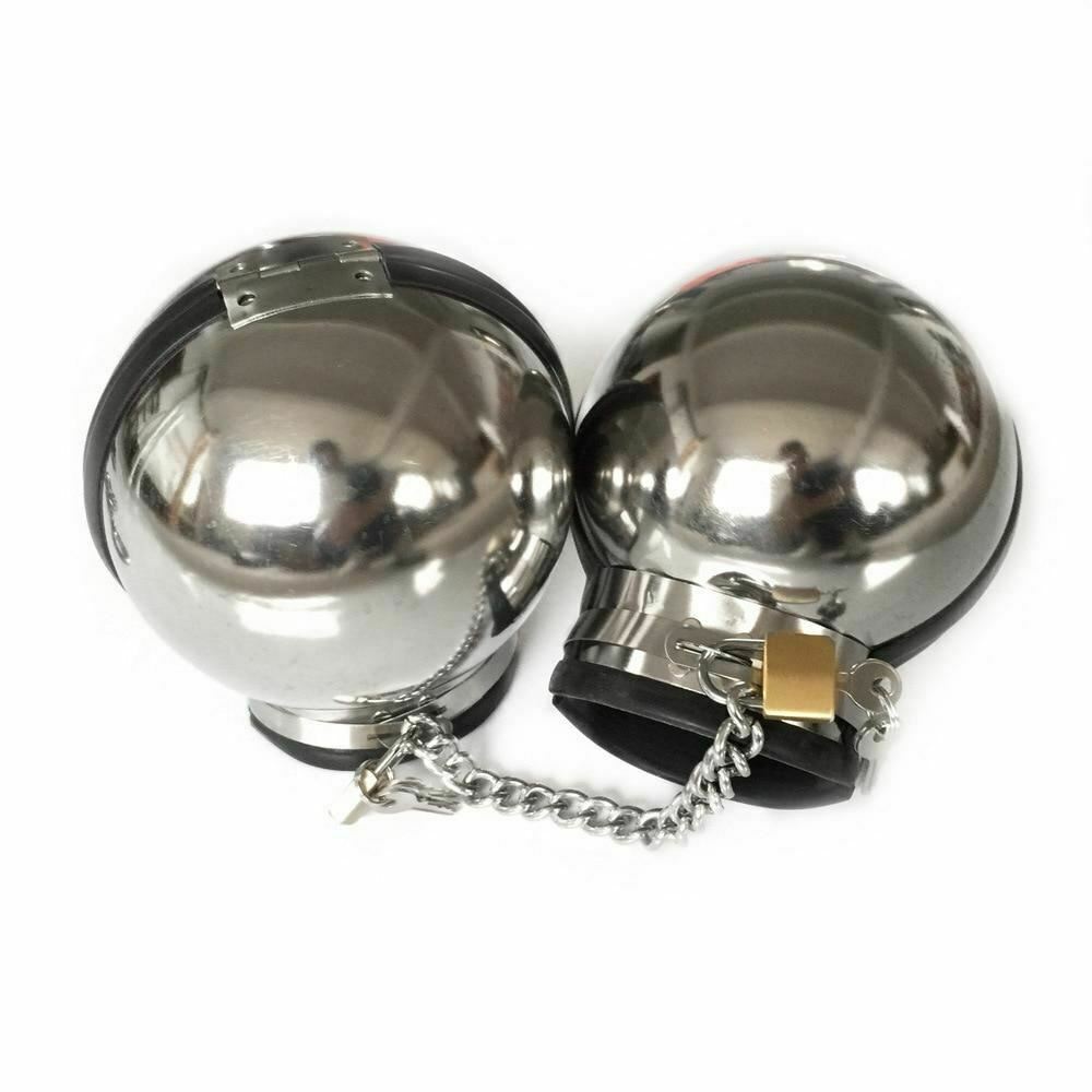 3Pcs Stainless Steel Bondage Hood Ball Cuffs Sensory Deprivation Restraints Bdsm
