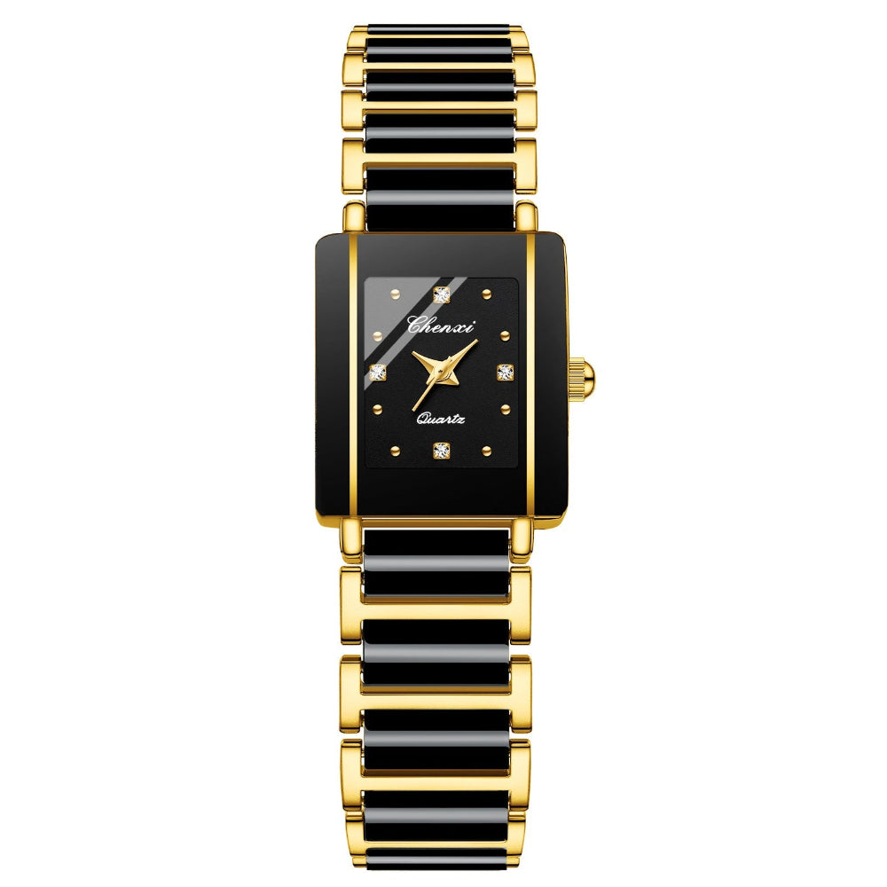Square Couple Watch For Women And Men Ceramic Quartz